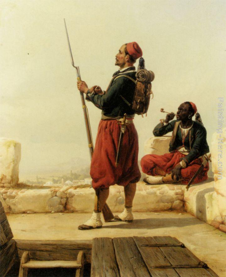 Niels Simonsen A Nubian and an Egyptian Guard in a Lookout Tower